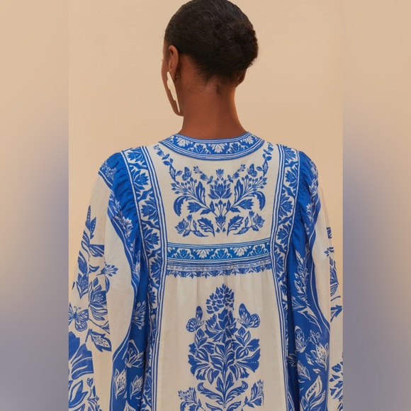 Farm Rio Off-White Delicate Tapestry Long Sleeve Maxi Dress - Picture 9 of 10